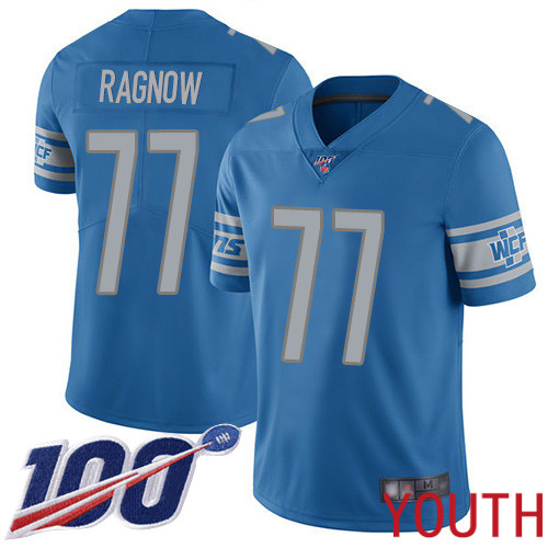 Detroit Lions Limited Blue Youth Frank Ragnow Home Jersey NFL Football #77 100th Season Vapor Untouchable